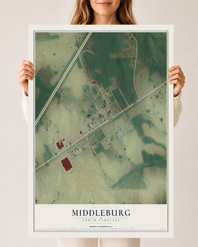 Map of Middleburg, North Carolina, 24 x 36 inch unframed archival matte print