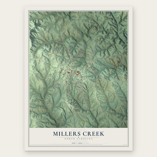 Millers Creek, North Carolina map print, the full design