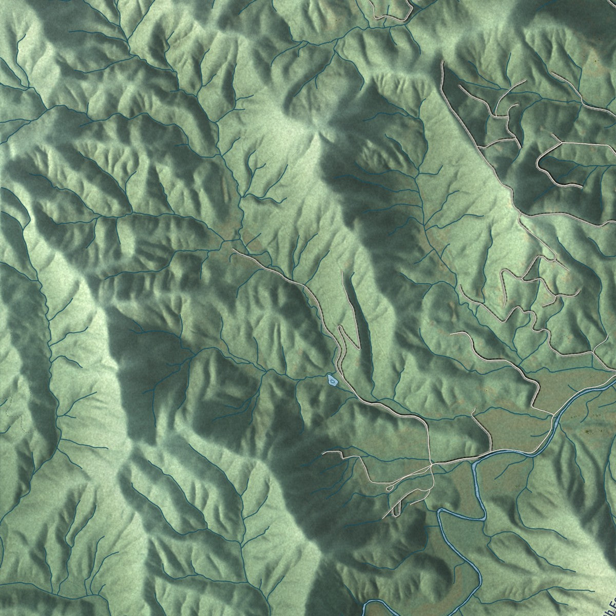 Close-up of the map of Mills River, North Carolina print showing street and building detail