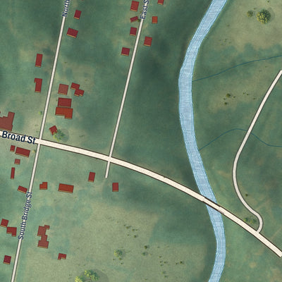 Second close-up of the map of Milton, North Carolina print showing more streets and buildings
