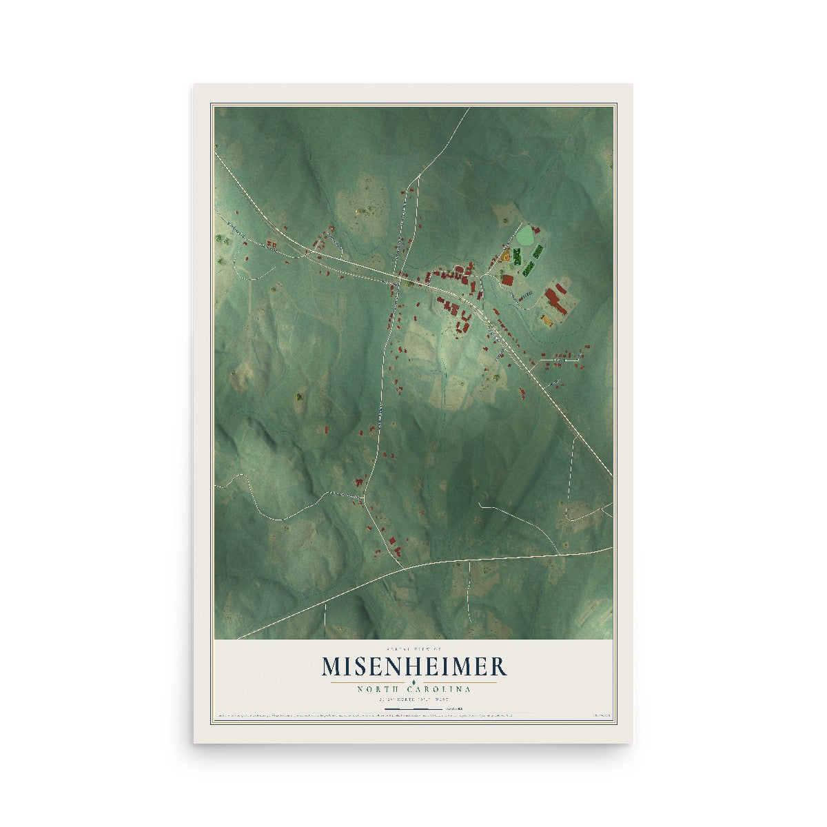 Map of Misenheimer, North Carolina, 12 x 18 inch unframed archival matte print