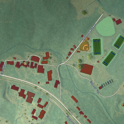 Close-up of the map of Misenheimer, North Carolina print showing street and building detail