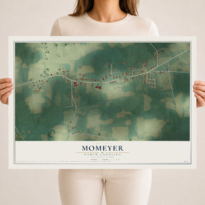 Map of Momeyer, North Carolina, 18 x 24 inch unframed archival matte print