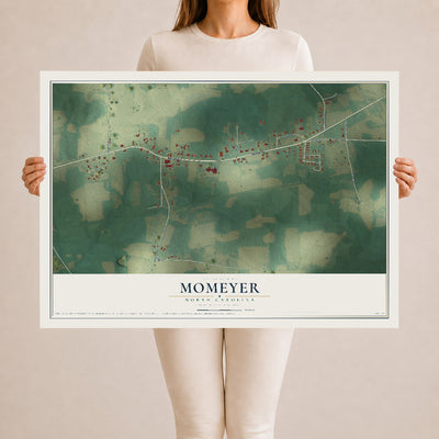 Map of Momeyer, North Carolina, 24 x 36 inch unframed archival matte print