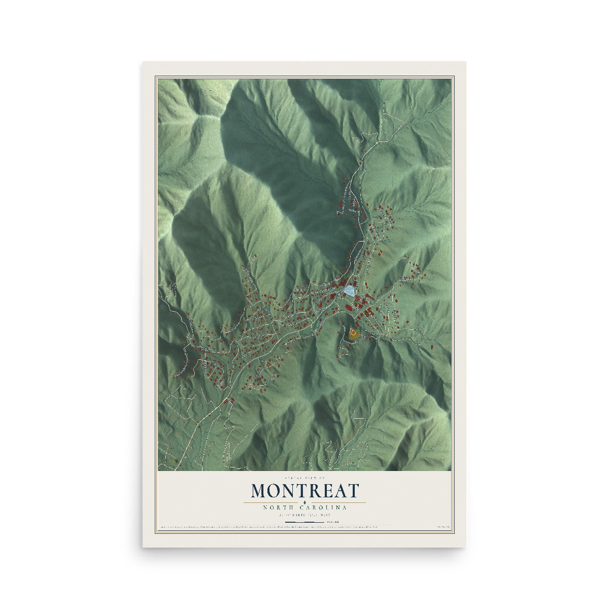 Map of Montreat, North Carolina, 12 x 18 inch unframed archival matte print