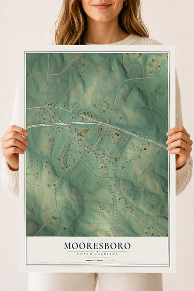 Map of Mooresboro, North Carolina, 18 x 24 inch unframed archival matte print