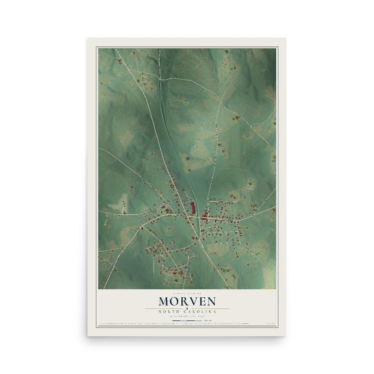 Map of Morven, North Carolina, 12 x 18 inch unframed archival matte print