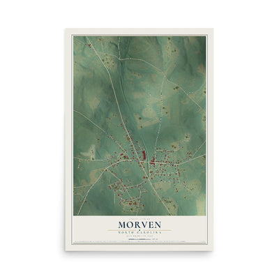 Map of Morven, North Carolina, 12 x 18 inch unframed archival matte print