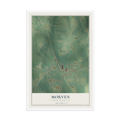 Map of Morven, North Carolina, 12 x 18 inch print in a white wood frame