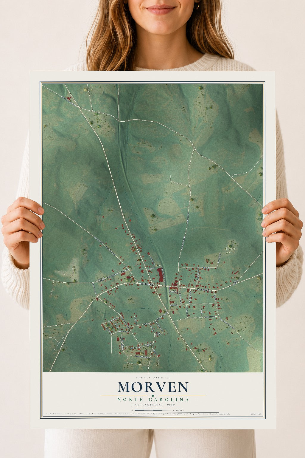 Map of Morven, North Carolina, 18 x 24 inch unframed archival matte print