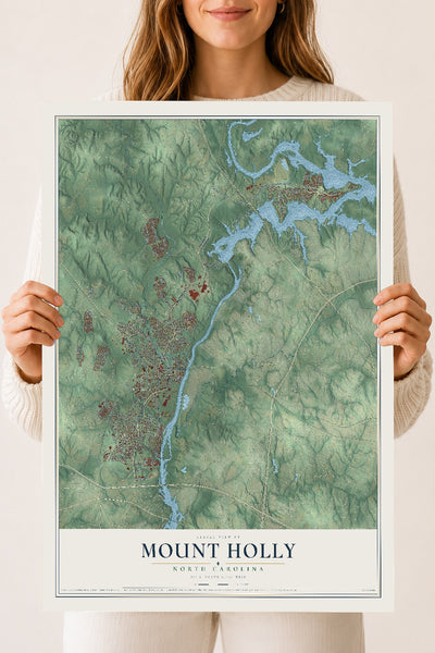 Map of Mount Holly, North Carolina, 18 x 24 inch unframed archival matte print