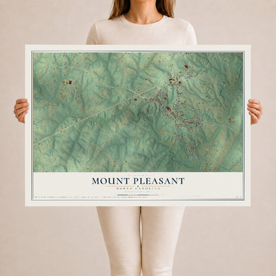 Map of Mount Pleasant, North Carolina, 24 x 36 inch unframed archival matte print