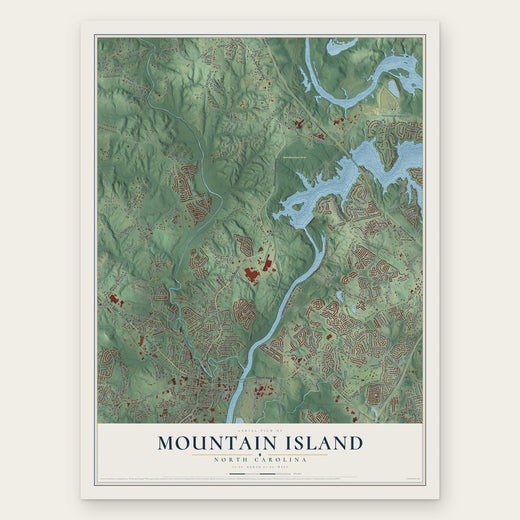 Mountain Island, North Carolina map print, the full design