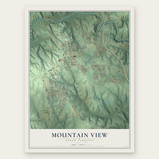 Mountain View, North Carolina map print, the full design