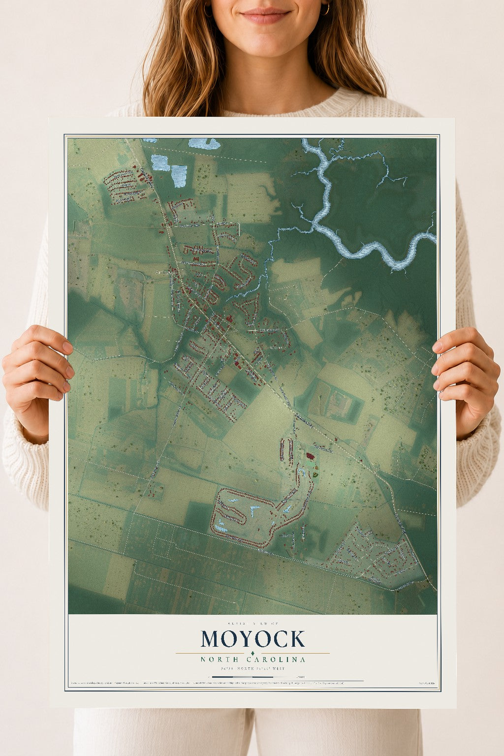 Map of Moyock, North Carolina, 18 x 24 inch unframed archival matte print