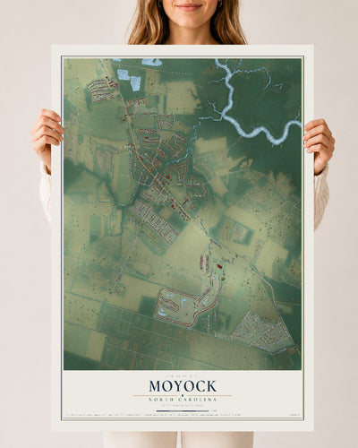 Map of Moyock, North Carolina, 24 x 36 inch unframed archival matte print