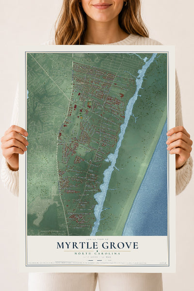 Map of Myrtle Grove, North Carolina, 18 x 24 inch unframed archival matte print