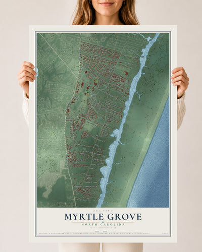 Map of Myrtle Grove, North Carolina, 24 x 36 inch unframed archival matte print