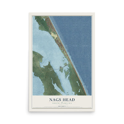 Map of Nags Head, North Carolina, 12 x 18 inch unframed archival matte print