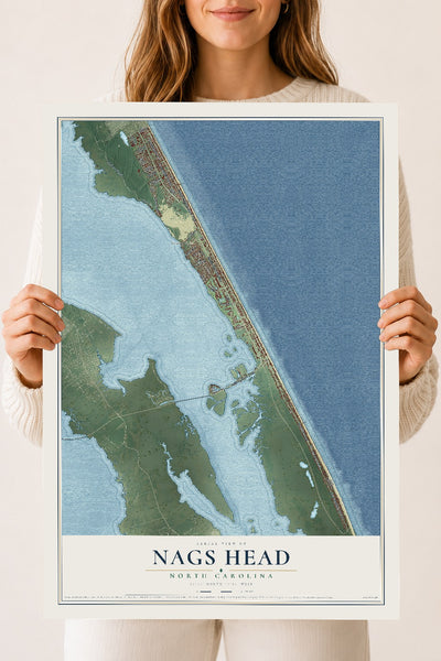 Map of Nags Head, North Carolina, 18 x 24 inch unframed archival matte print