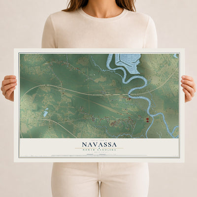 Map of Navassa, North Carolina, 12 x 18 inch unframed archival matte print