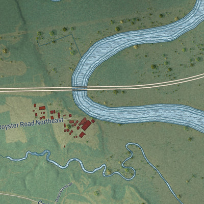 Second close-up of the map of Navassa, North Carolina print showing more streets and buildings