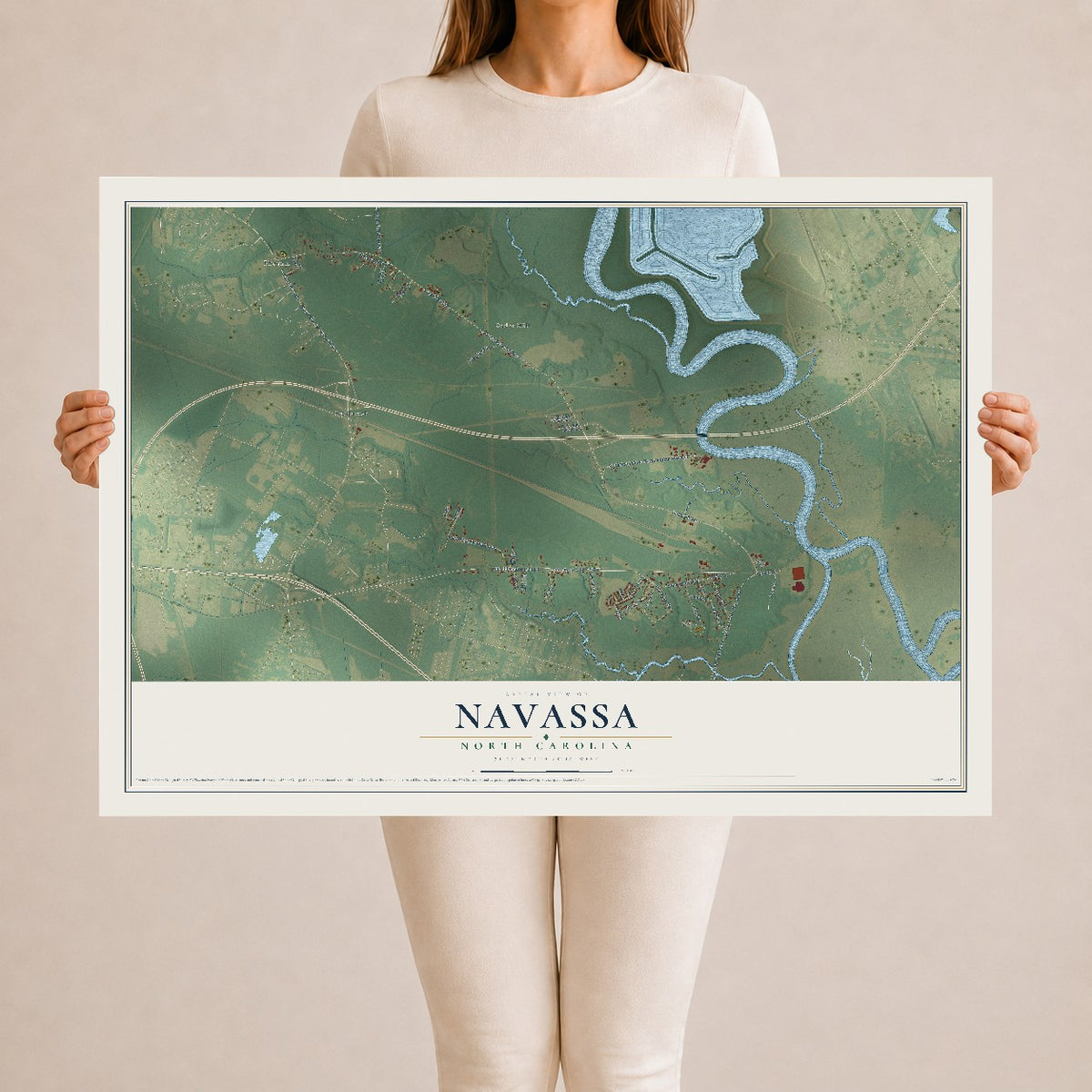 Map of Navassa, North Carolina, 24 x 36 inch unframed archival matte print