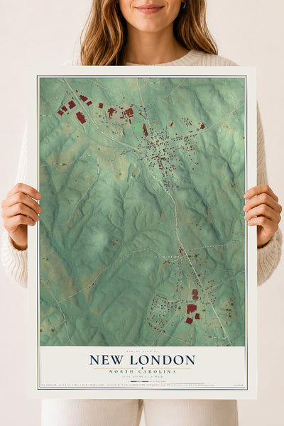 Map of New London, North Carolina, 18 x 24 inch unframed archival matte print