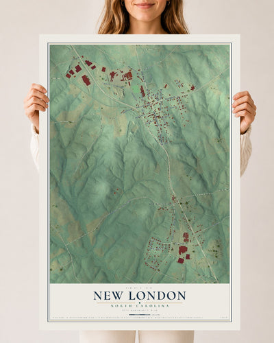 Map of New London, North Carolina, 24 x 36 inch unframed archival matte print