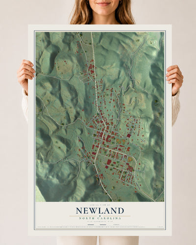 Map of Newland, North Carolina, 24 x 36 inch unframed archival matte print