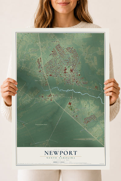 Map of Newport, North Carolina, 18 x 24 inch unframed archival matte print