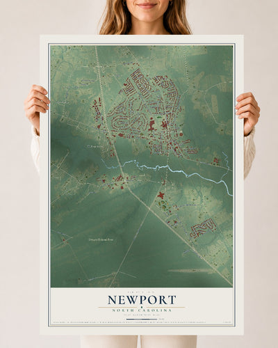 Map of Newport, North Carolina, 24 x 36 inch unframed archival matte print