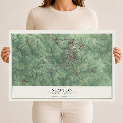 Map of Newton, North Carolina, 12 x 18 inch unframed archival matte print
