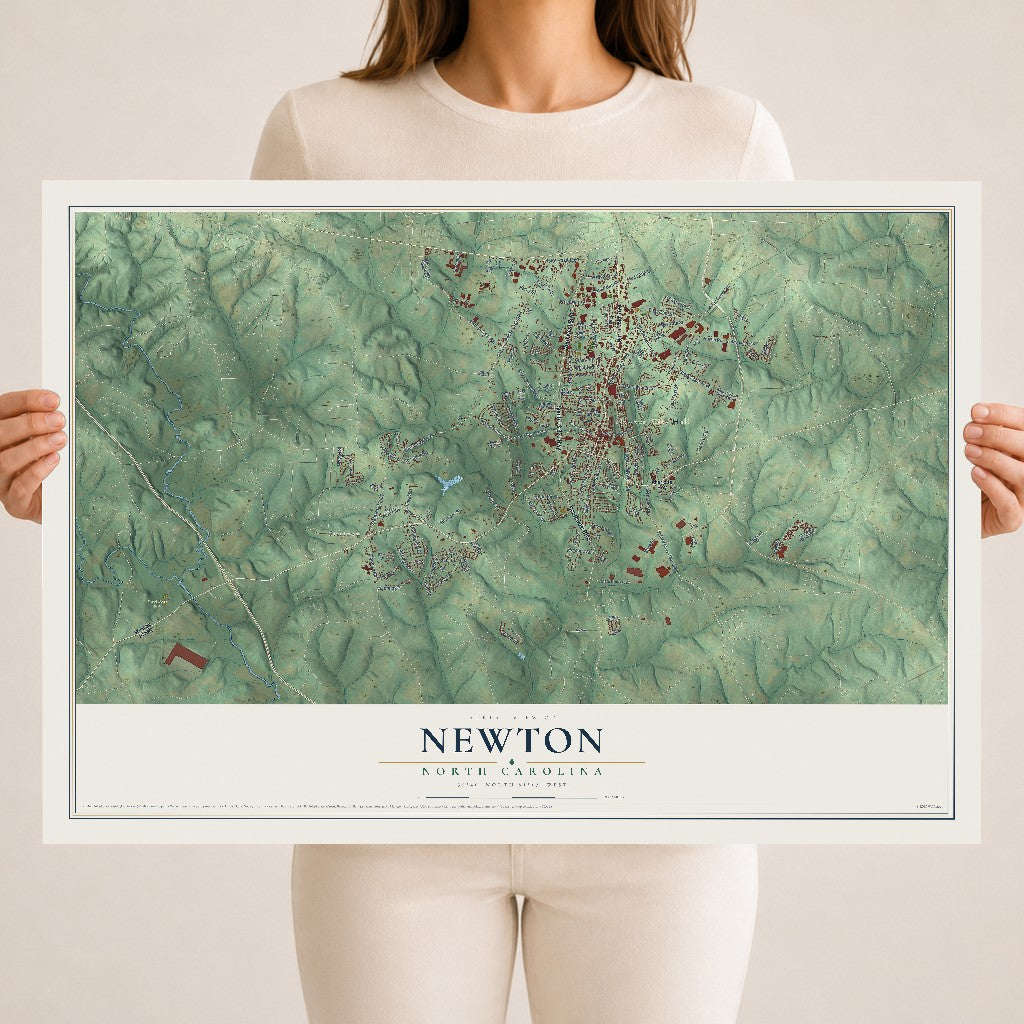 Map of Newton, North Carolina, 18 x 24 inch unframed archival matte print