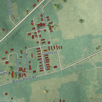 Second close-up of the map of Norlina, North Carolina print showing more streets and buildings