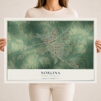 Map of Norlina, North Carolina, 18 x 24 inch unframed archival matte print