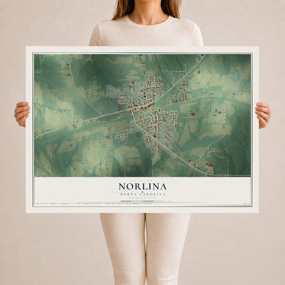 Map of Norlina, North Carolina, 24 x 36 inch unframed archival matte print