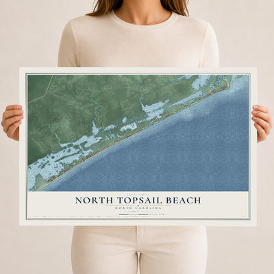 Map of North Topsail Beach, North Carolina, 12 x 18 inch unframed archival matte print