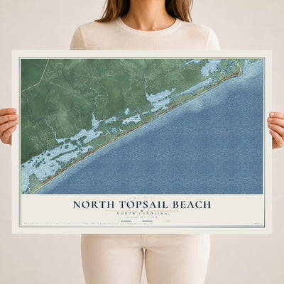 Map of North Topsail Beach, North Carolina, 18 x 24 inch unframed archival matte print