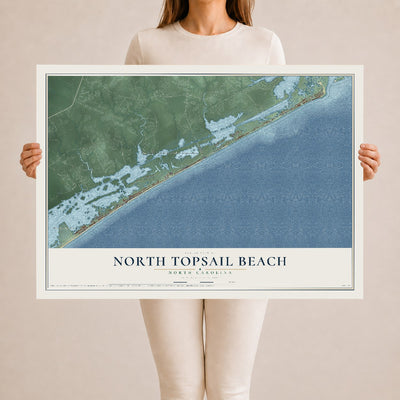 Map of North Topsail Beach, North Carolina, 24 x 36 inch unframed archival matte print