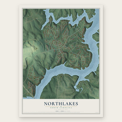 Northlakes, North Carolina map print, the full design