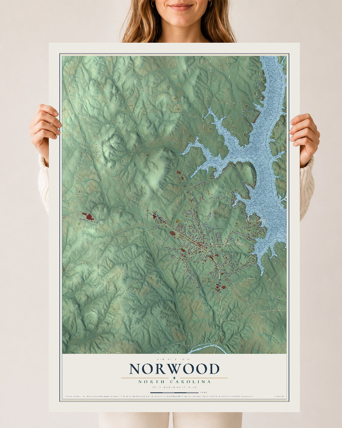 Map of Norwood, North Carolina, 24 x 36 inch unframed archival matte print