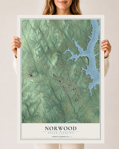 Map of Norwood, North Carolina, 24 x 36 inch unframed archival matte print