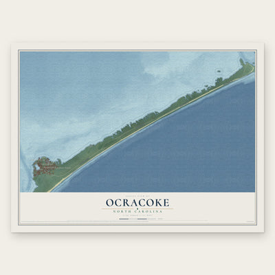 Ocracoke, North Carolina map print, the full design