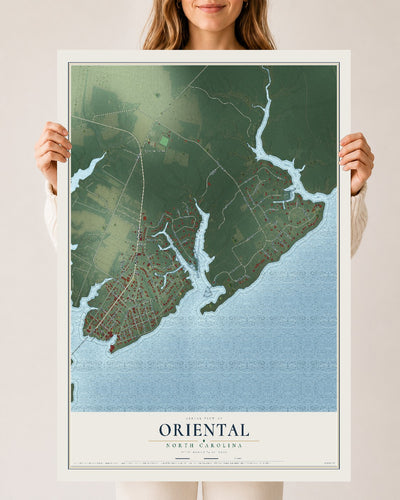Map of Oriental, North Carolina, 24 x 36 inch unframed archival matte print