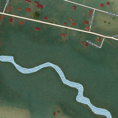 Second close-up of the map of Pantego, North Carolina print showing more streets and buildings