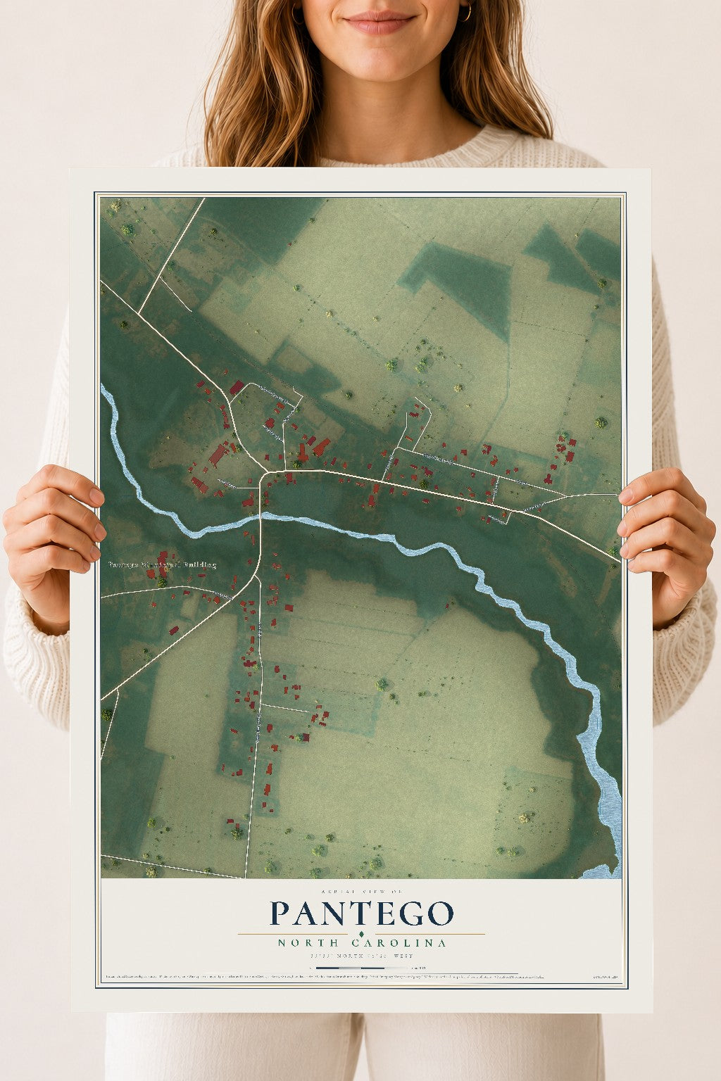 Map of Pantego, North Carolina, 18 x 24 inch unframed archival matte print