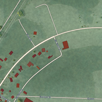 Second close-up of the map of Parkton, North Carolina print showing more streets and buildings
