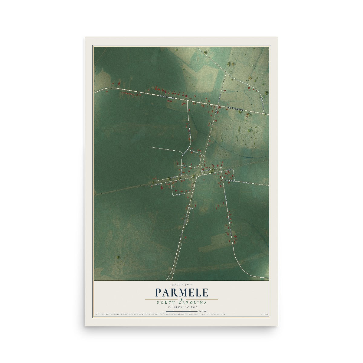 Map of Parmele, North Carolina, 12 x 18 inch unframed archival matte print