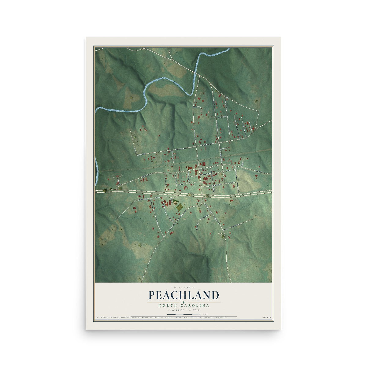 Map of Peachland, North Carolina, 12 x 18 inch unframed archival matte print
